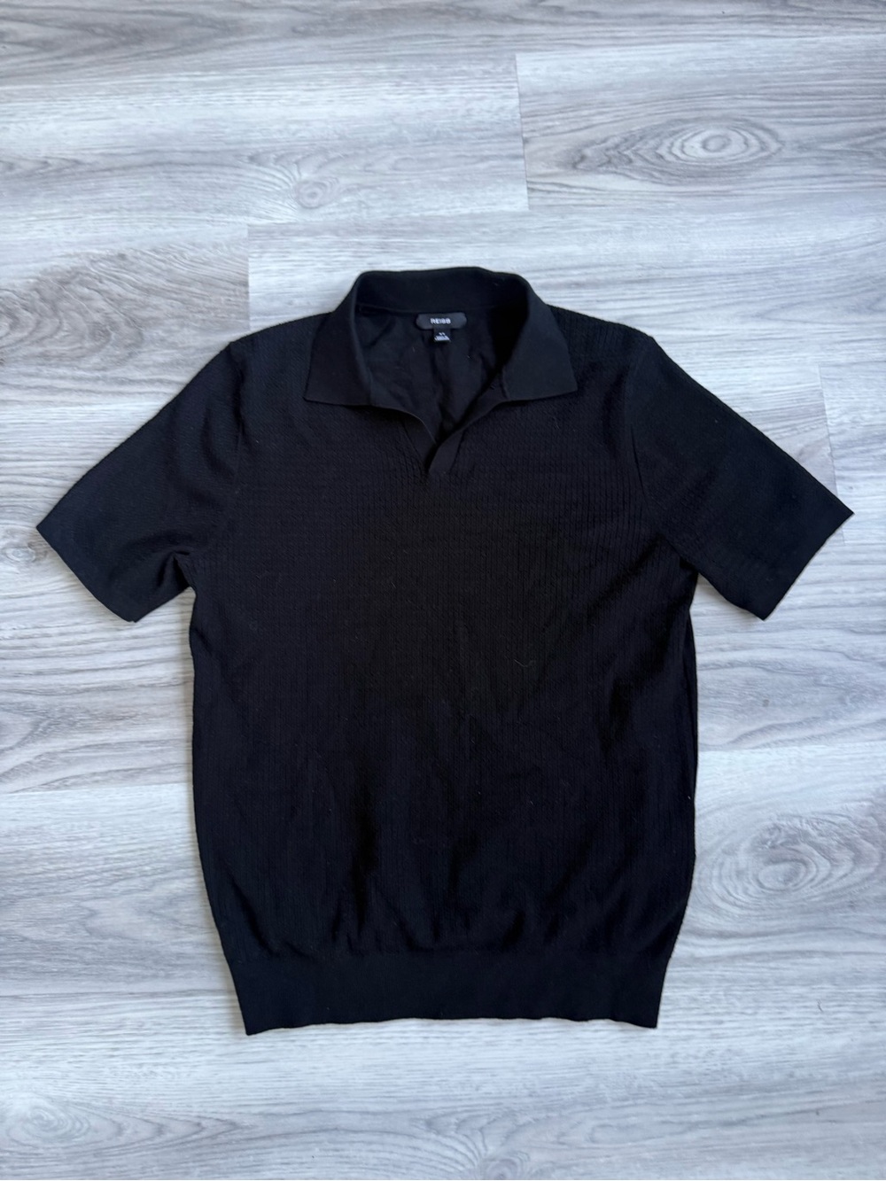 Reiss Black Short-Sleeve Knit Polo
